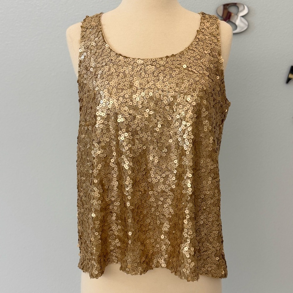 Vince Camuto Gold Sequin Tank Top